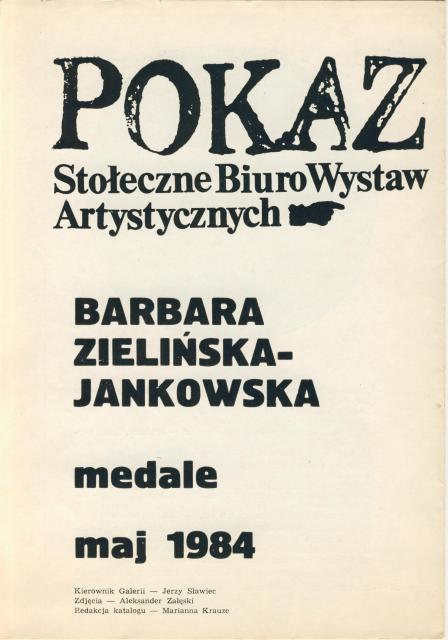 Barbara Zielińska-Jankowska - Katalog - SBWA - Galeria Pokaz - Warszawa 1984