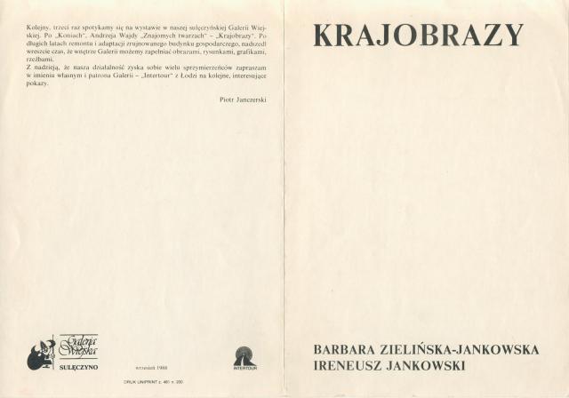 Barbara Zielińska-Jankowska - Kat. - Galeria Wiejska (Sulęczyno) - 1988